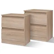 ALFORDSON Set of 2 Bedside Table - Meg Handle-free Nightstand (Wood)