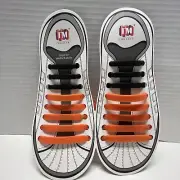 INMAKER No Tie Shoe Laces for Adults & Kids, Elastic Shoelaces Black/Orange Mix