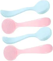 HAPINARY 4pcs Silicone Facial Cleansing Brush Gentle Exfoliator for Makeup Removal Compact and Portable Face Scrubber for Skin