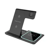 3 in 1 Wireless Charger Foldable Charging Station for Apple iPhone Series 15/14/13/12/11/XR/XS & Watch 9/8/7/6/5/SE/4/3 & AirPods Pro/3/2 - Black