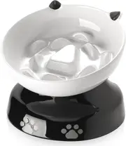 Slow Feeder, Elevated Food Bowl Tilted Design for Dog and Cat for Dry and Wet Food