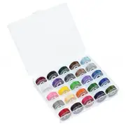 25 Color Prewound Bobbins Set + Storage Case - 60wt - Size L Bobbins Embroidery