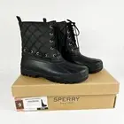 Sperry Top Sider Womens 9 Quilted Black Waterproof Gosling Duck Rain Snow Boots