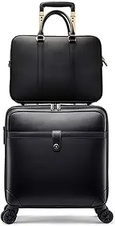 [ELUKHT] Sets 2 Piece Travelling PU Leather Suitcase Waterproof Scratch Proof PU Leather Luggage Business Suitcase Set for Business Men (Black 20in)