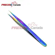 Stainless Steel Multi Rainbow Color Eyelash Extension Tweezers 5.5'' Straight