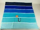 New 30" x 60" Cotton Blue Striped Bath Beach Towel - Monogrammed with Letter U