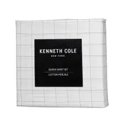 Kenneth Cole Classic Grey Grid Cotton Sheet Home Bedding Cover Set 250TC