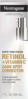 Neutrogena Rapid Tone Repair Retinol + Vitamin C Dark Spot Corrector Face Serum, Daily Anti-Wrinkle Dark Spot Corrector to Brighten & Even Tone, Mineral-Oil & Dye-Free, White, 1 oz