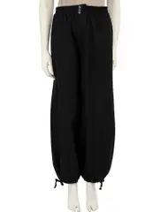 Black Wool Polkadot Trousers