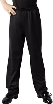Boys Dance Pants Latin Jazz Ballroom Smooth Loose Elastic Waist Trousers Black