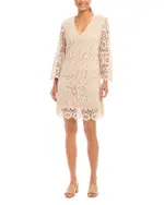 Karen Kane Ruffle Sleeve Crochet Dress