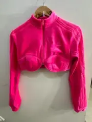 Adidas x Jeremy Scott RARE Velour Bra Zip Front Track Top in Solar Pink Size L