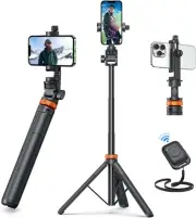 EUCOS 62" Phone Tripod, Tripod for iPhone & Selfie Stick Tripod with Remote, Ext