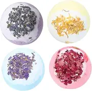 Healeved 4pcs Petal Bath Salt Balls Shower Salt Ball Moistening Bathing Moistening Bath Ball Shower Ball Natural Bath Ball Fizzers Bubble Making Bathing Salt Ball