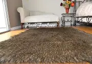 Medium Coyote Rectangle Plush Area Rug Faux Fur Lodge Home Decors Shaggy Furs