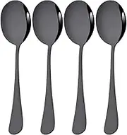 NEPIAN 2/4/6Pcs Dinnerware Set Kitchen Dinner Public Spoon Restaurant Stainless Steel Distributing Spoon Buffet Serving Spoon Leisurely (Color : 4Pcs Black)
