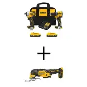 DEWALT Drill/Driver + Impact Driver Kit w/ Multi-Tool 20V MAX Li-Ion Cordless