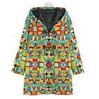 Mid Century Modern Art Cotton Pastel Hooded Jacket Festival Cloak Coat Mod Retro