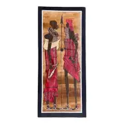 African Tribal Natural Banana Leaf Fiber Art Collage 7"x 16" Unframed - Kenya