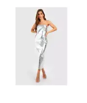 Boohoo Metallic Bandaeu midi Dress BNWT size 14 y2k futuristic party festival