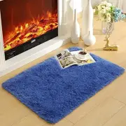 Modern Soft Fluffy Small Shaggy Rug for Bedroom 2 x 3 Feet Light Navy