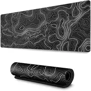 Large Mouse Pad Mat（11.8x31.5 in Extended Gaming Mouse Pad with Non-Slip Rubber Base,Background Topographic Map Lines Contour Geographic for Gaming Office Laptop Computer Men Women