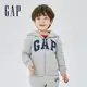 Gap 男幼童裝 Logo仿羊羔絨連帽外套-淺灰色(431690)