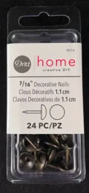 Dritz - 7/16" Decorative Nails - 24 PC - Antique Brass - Home Creative DIY -9016