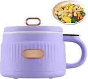 Electric Hot Pot, 1.6L Ramen Cooker, Multi-Function Electric Hot Pot for Pasta, Noodles, Steak, Egg, Portable Sauté Pan with Over-Heating Protection, Boil Dry Protection purple
