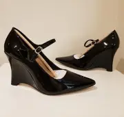 NEW WITTNER VITA SHINY BLACK PATENT LEATHER WEDGE HEEL PUMP 39-SOLD OUT