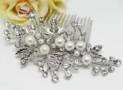 Silver tone hair comb bridal wedding crystal rhinestone hair accessories ha1931