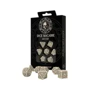 7pc Q-Workshop Macabre Resin Gaming Skull Roleplay Game Dice Set Beige/Brown