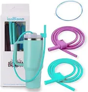 Extendable Premium Reusable Silicone Straws + Innovative Design - 35" Long, Fits 40 & 30 oz Tumblers, Flexible & Easy Sip, Safe, Accessories for Stanley Tumbler (Blue Combination)
