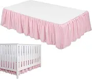 Crib Skirt | Crib Bed Skirts for Toddler,28" X 52" Crib Bed Skirt with Elegant Flounces and Pom-poms, Nursery Crib Bedding Skirt for Baby Boys and Girls