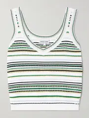 [Veronica Beard] Veronica Beard - Carlin Striped Ribbed-knit Tank - White - medium medium White