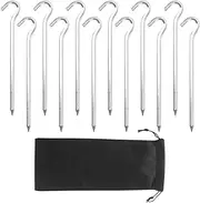 Tent Pegs, 12Pack 7Inch Tent Stakes Heavy-Duty Aluminum Tent Pegs with Hook, Lightweight, Anti-Rust Stakes for Camping, Hiking, and Hard Ground
