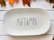 Rae Dunn Autumn Platter Plate Tray Cheeseboard White Farmhouse Fall Thanksgiving