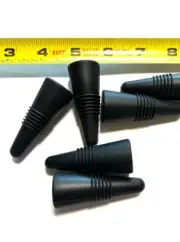 6 New Reusable Black Rubber Silicone Wine Bottle Stoppers, Plain Blank Corks