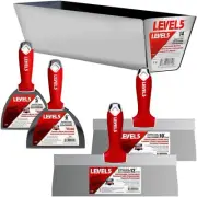 Drywall Hand Tool Kit - LEVEL5 | Joint/Taping Knives + Mud Pan | Pro-Grade