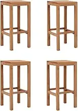 Bar Stools 4 pcs Solid Wood Teak Bar Chair