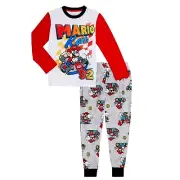 Boys Nintendo Super Mario Kart Pajamas Set Pants Shirt Switch Video Game Sz 4-12