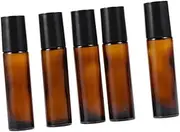 FRCOLOR 24Pcs Amber Refillable Roller Bottles with Stainless Steel Balls for Essential Oils Perfumes and Aromatherapy Portable Travel Glass Dispenser Bottles