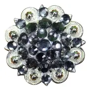 93HS Set Of 32 Black Daimond Crystals Berry Concho Rhinestone Headstall Saddle