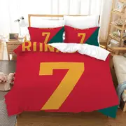 v91 Bed Sheets CR Pillow Cases King Size Bedding Set Bedroom Single Double Bed King Size Duvet Cover Quilt Cover With Zipper Closure Ronaldo 3-Piece B