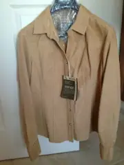 EDDIE BAUER Women's 1970 Heritage Suede Leather Shirt JACKET Chamois Size M NWT