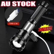 LED Flashlight Tactical Light Super Bright Torch USB Rechargeable BY