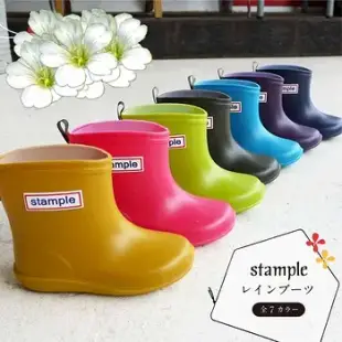 日本製 stample扣帶式兒童雨鞋71970-黃色