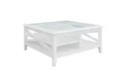 Daisy Coffee Table 100cm Glass Top Solid Acacia Wood Hampton Furniture - White