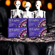 4 Pack Mini Purple Lights Steady Burn or Flashing Halloween Party 5ft Length