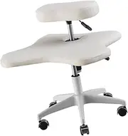 Meditation Stool with Adjustable Height and Wheels, Cross Legged Form, White